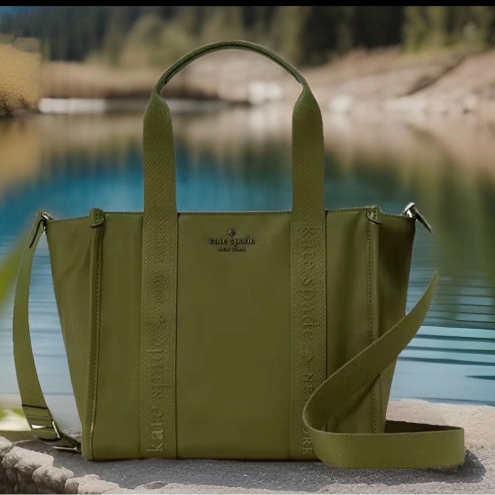 Kate Spade Enchanted Green Recycled Nylon Kip Bag Tote Shoulder Crossbody Unisex